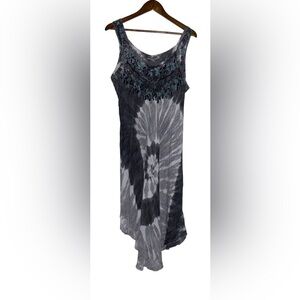 Shoreline Spiral Tie Dye Black Maxi Dress Boho Women 3XL Beachy Summer NWT‎